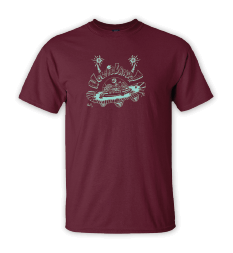 maroon t-shirt