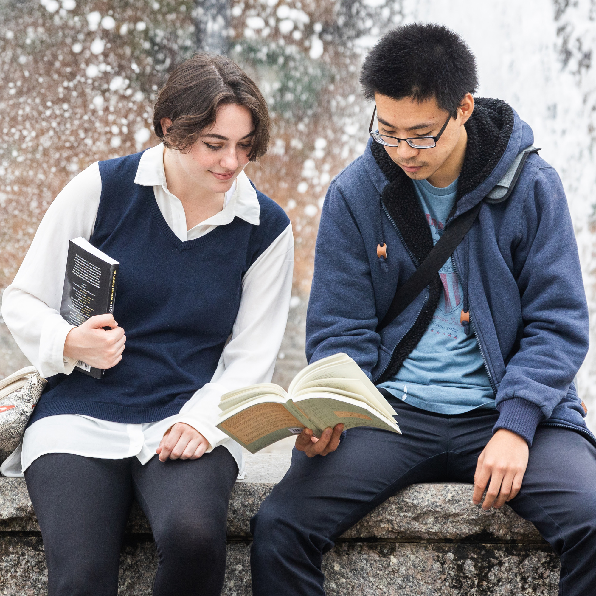 two students reading