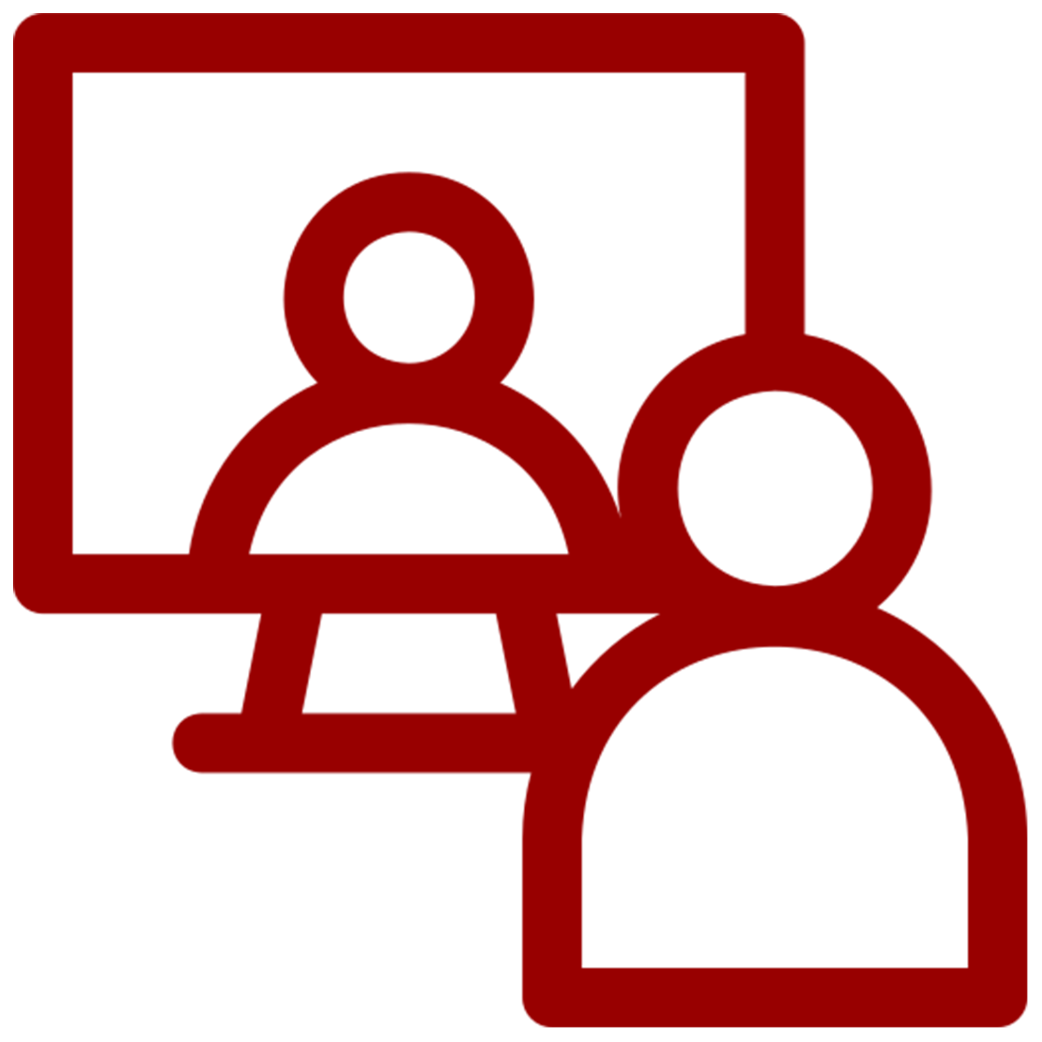 Modality Icon showing a computer screen with user and a user in front of screen