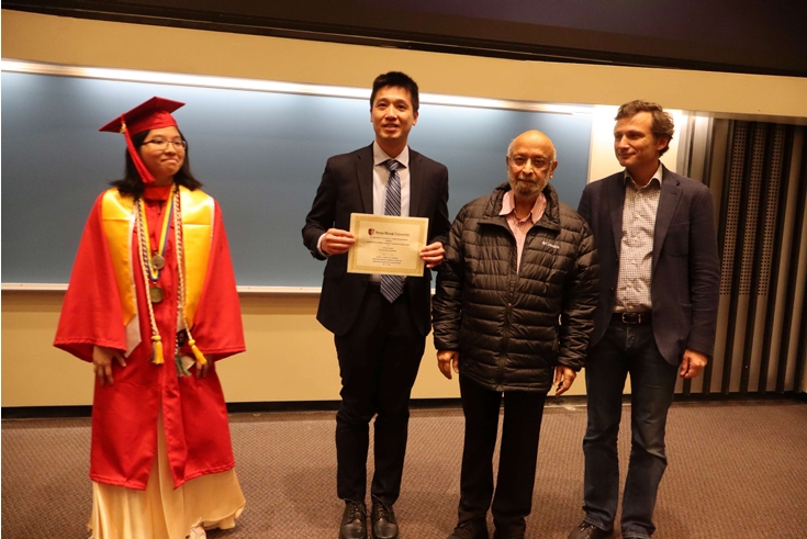 From left: Rachel Leong, Chi-Hua Chang, Prof. Parekh and Prof. Leon Shterengas, interim chair of ECE Dept.