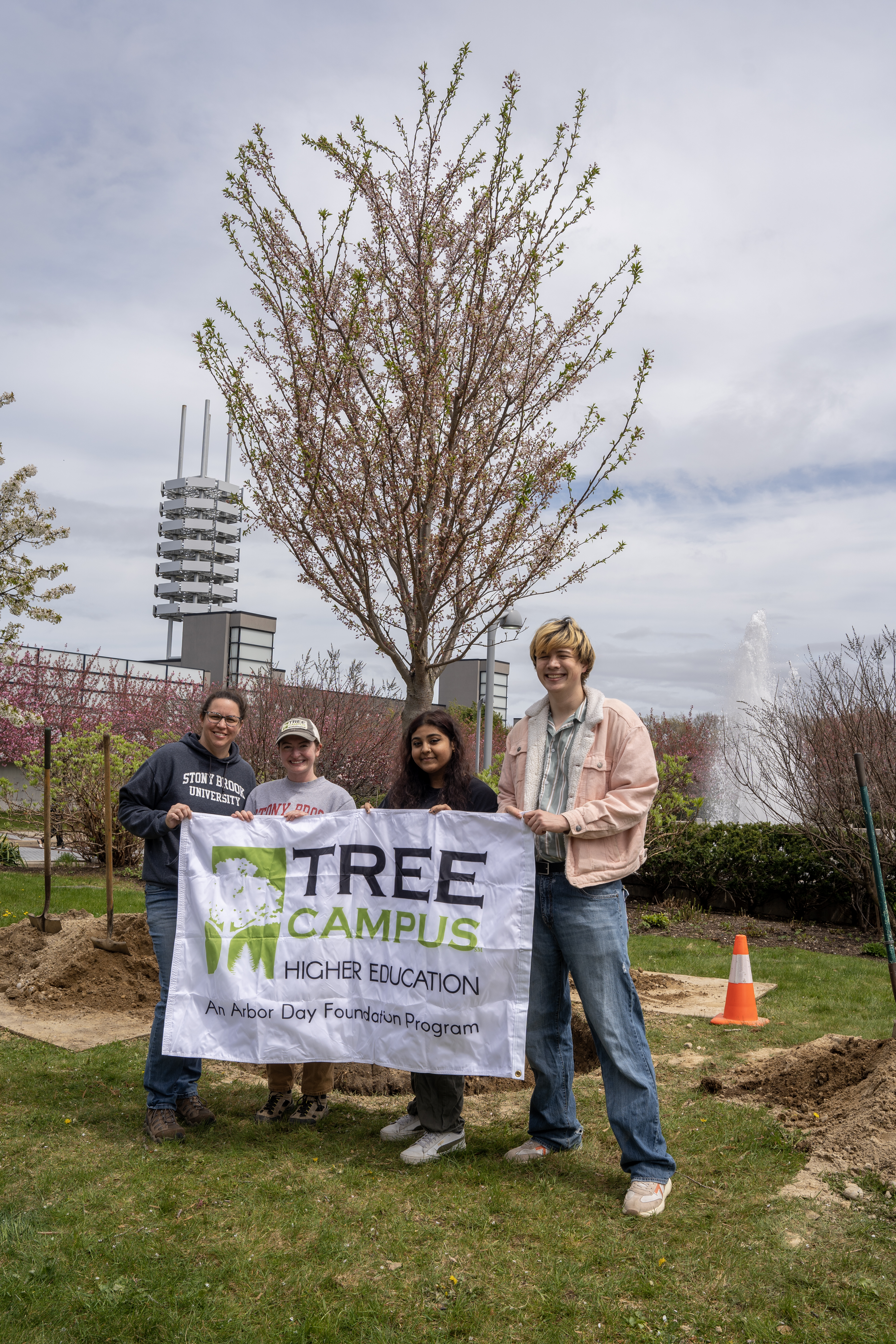 image of staff and students standing in front of a tree