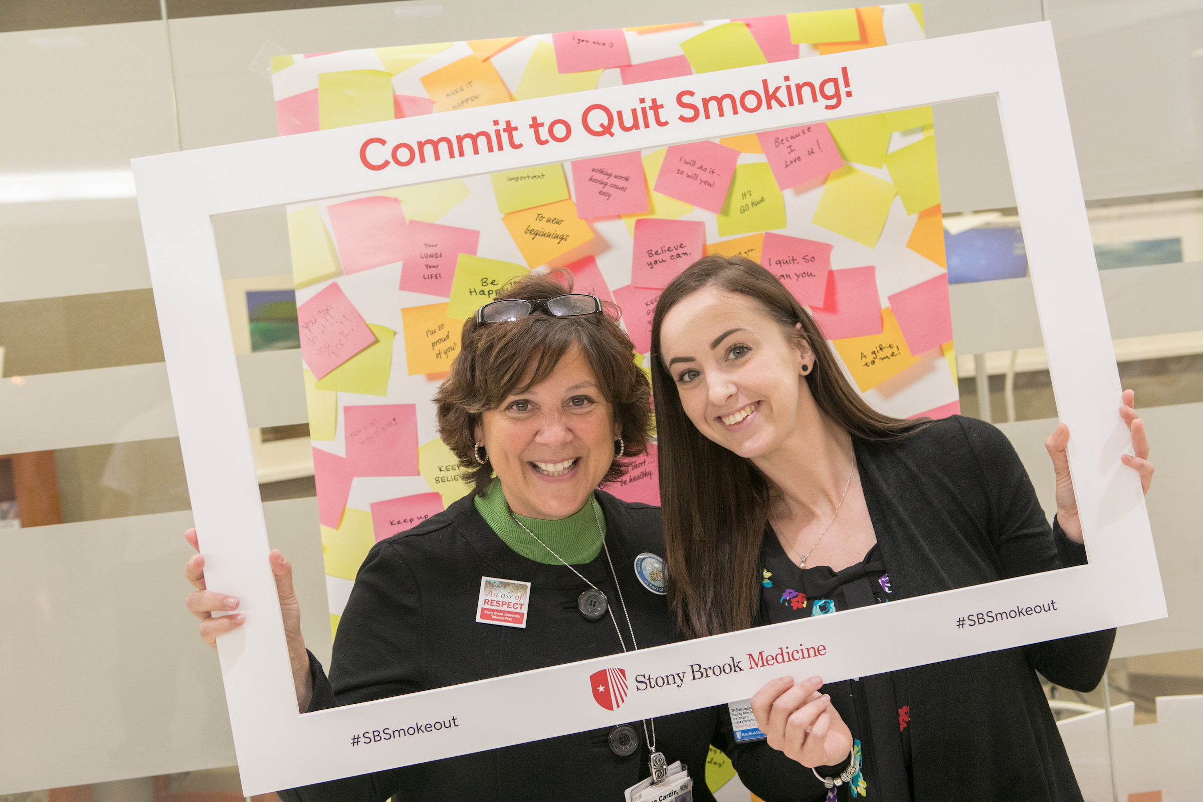 quit smoking photo booth prop with 2 people