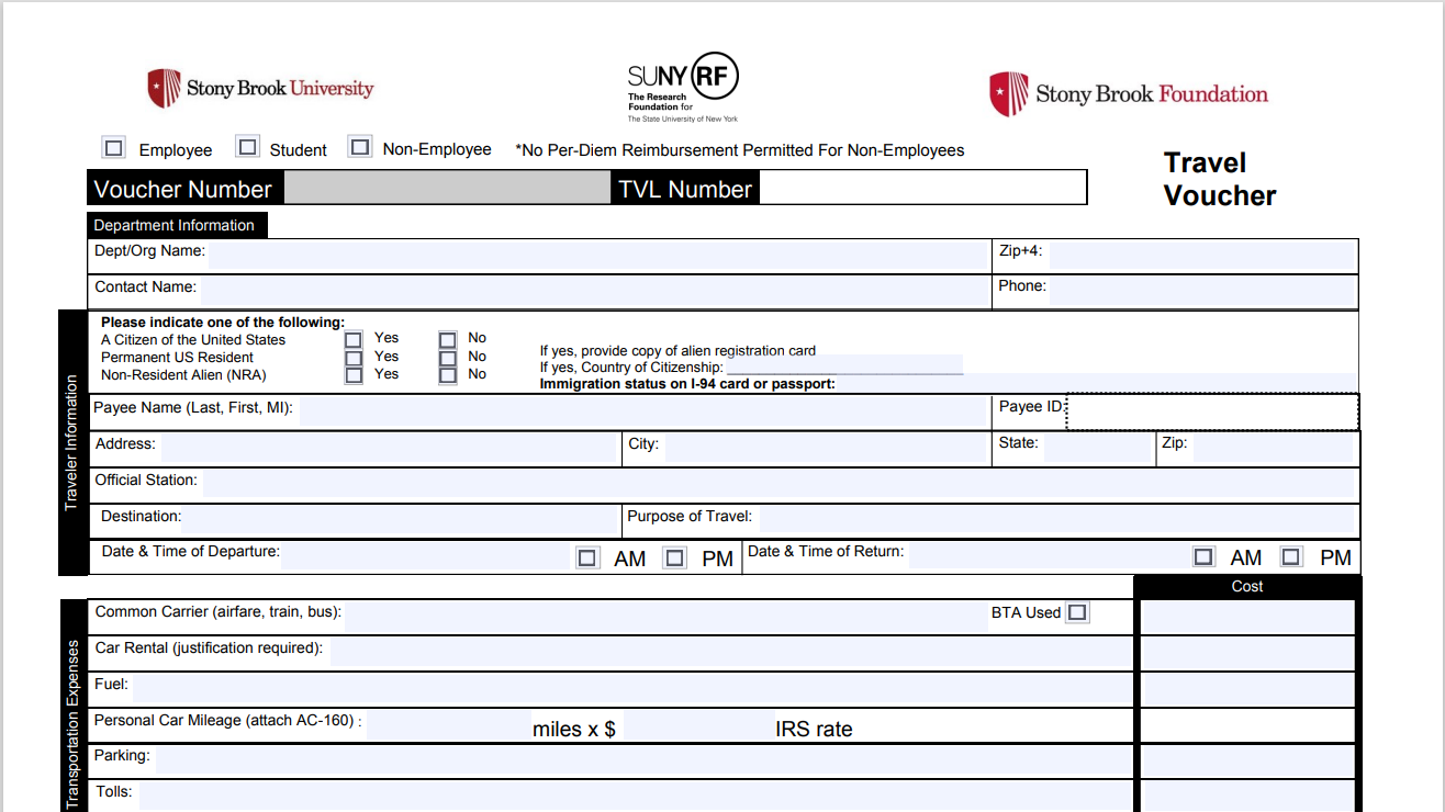 State & RF Funded Non-Employee Voucher